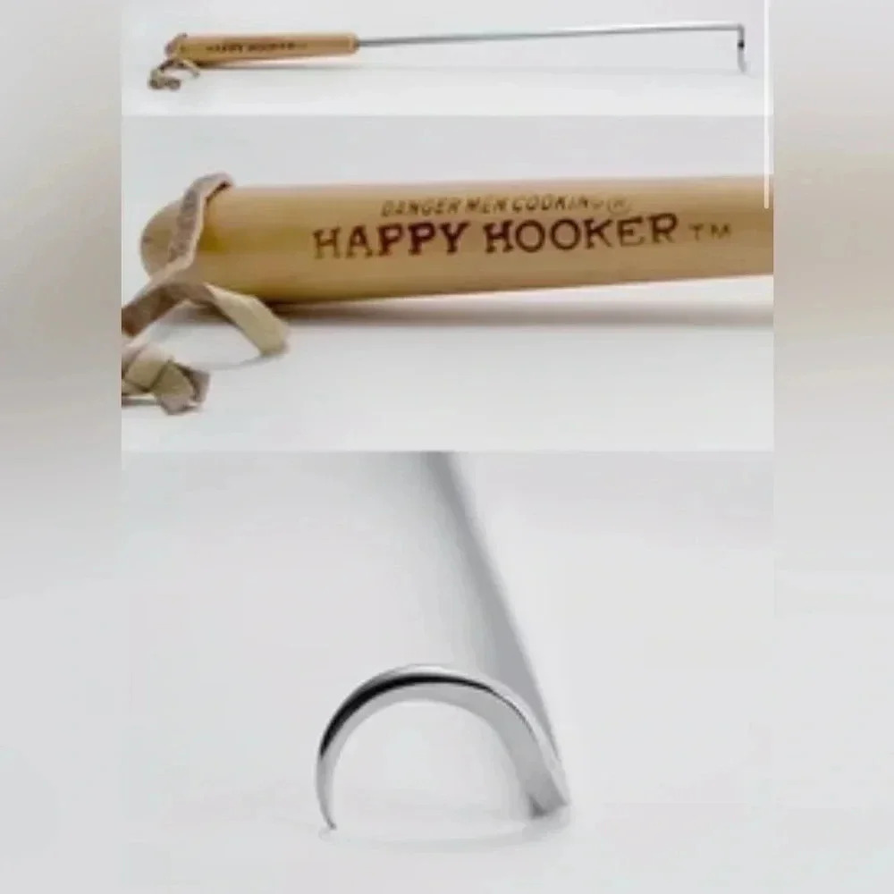 NWT HAPPY HOOKER MEAT TURNER DANGER MEN COOKING WOOD HANDLE